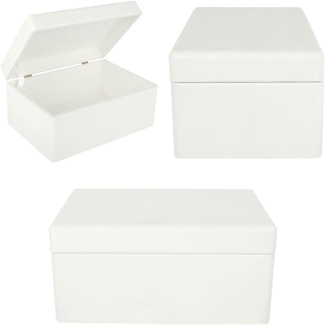 Creative Deco Boite Rangement en Bois Blanc 30 x 20 x 14 cm Boîte