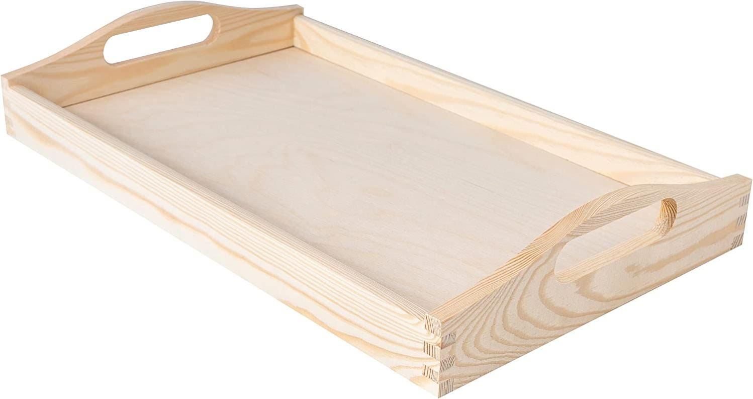 Vegena Plateau en bois - Plateau de service en bambou avec poignées Vegena Plateau en bois - Plateau de service en bambou avec poignées