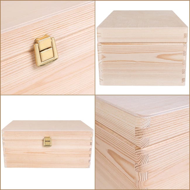 Caja madera pino, con tapa, 30 x 20 x 14 cm