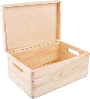 Boîte en bois 24 x 12 cm - 10 rangements - Boite en bois à décorer - Creavea