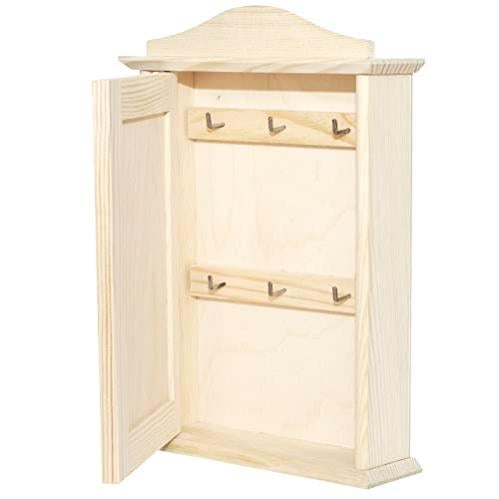 Portachiavi Da Parete Con Mensola In Legno - 5 Ganci E Ripiano - Organizer Retrò Per Ingresso - 25,4x18,5 Cm