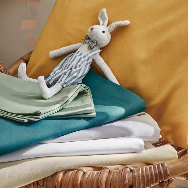 Housse de couette enfant uni Ecru 80x120 cm Coton Leroy Merlin