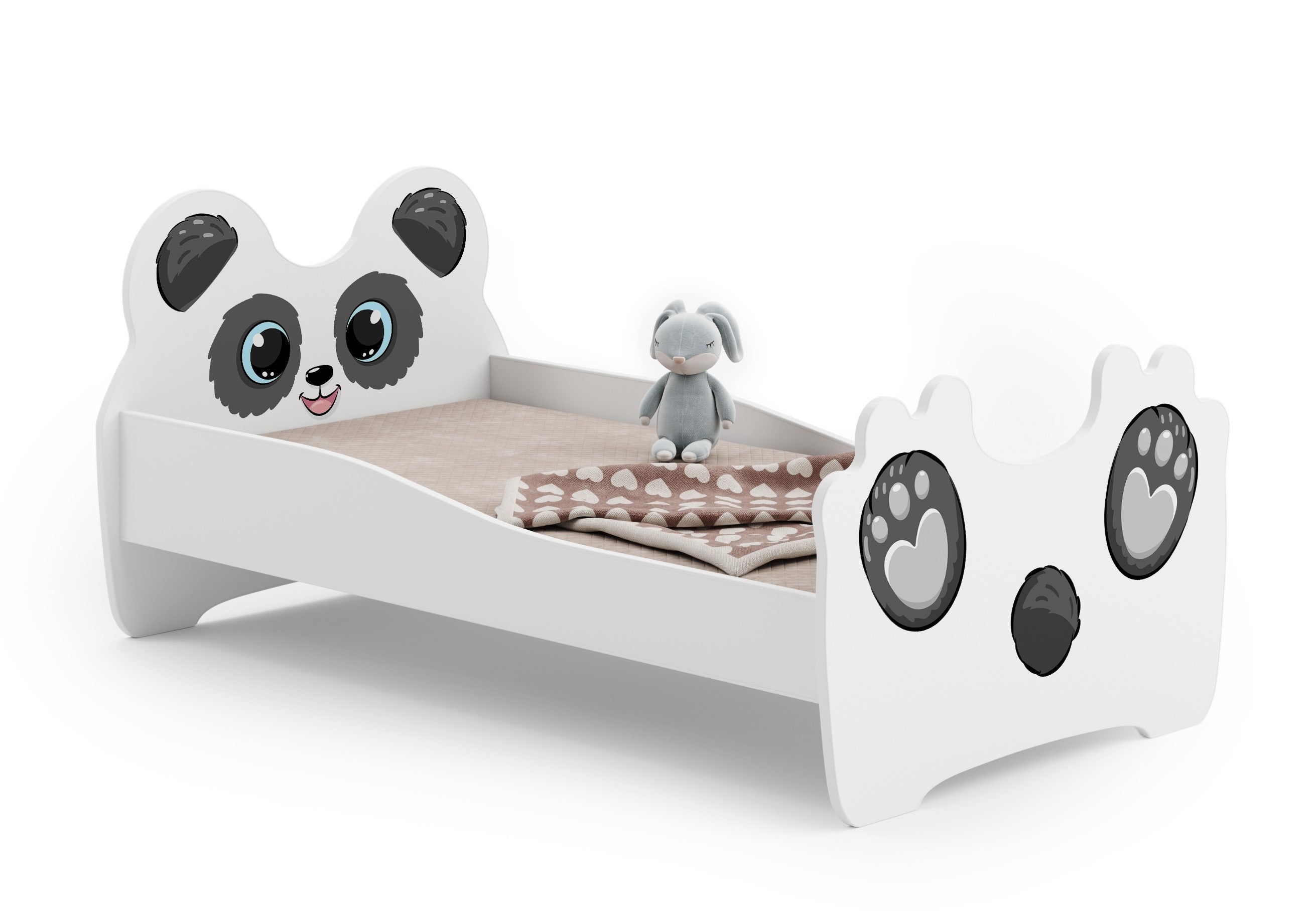 Luk - letto singolo 160x80 con grafica per bambini, in set con ringhiera,  materasso e rete