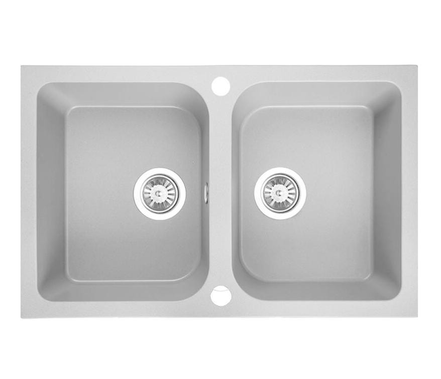 Evier de cuisine en granit gris - CELIA - 48 x 76 cm, 2 bacs | Leroy Merlin Evier de cuisine en granit gris - CELIA - 48 x 76 cm, 2 bacs | Leroy Merlin