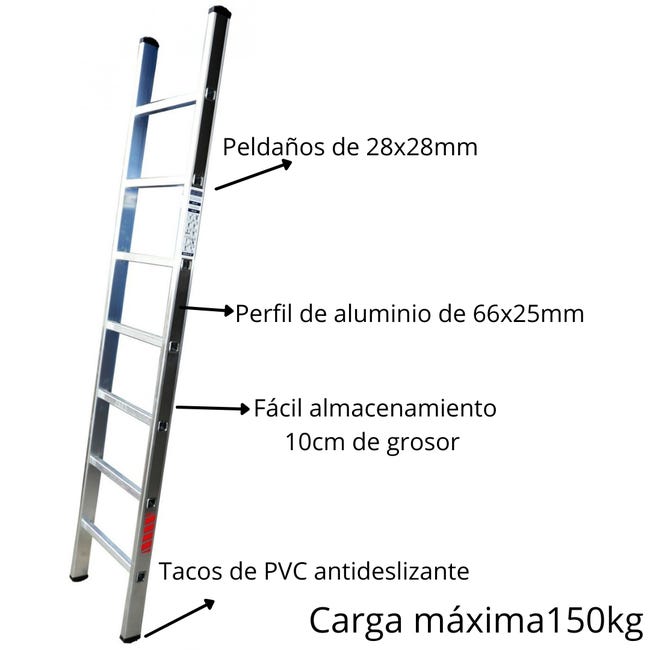 Escalera de aluminio plegable PLANA HOMELUX-3 Peldaños 115cm