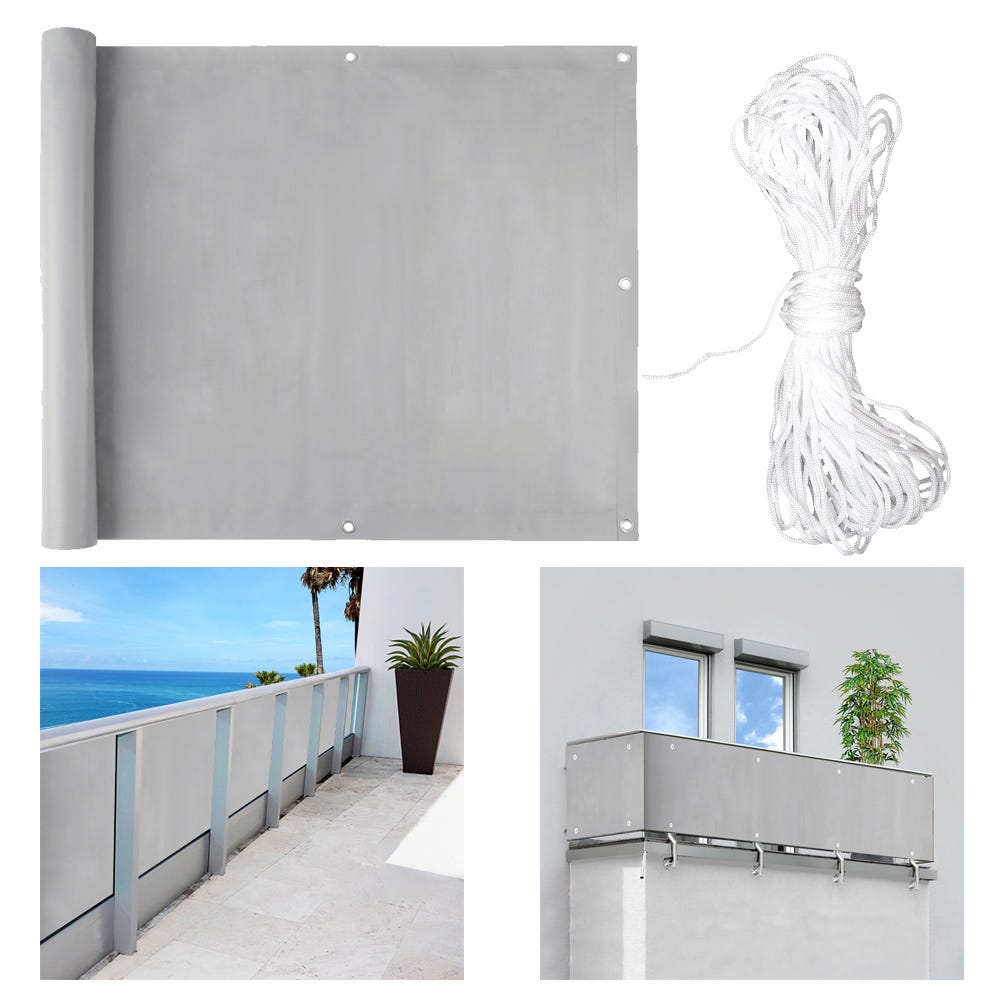 Brise vue PVC pour balcon avec oeillets en métal renforcé, version