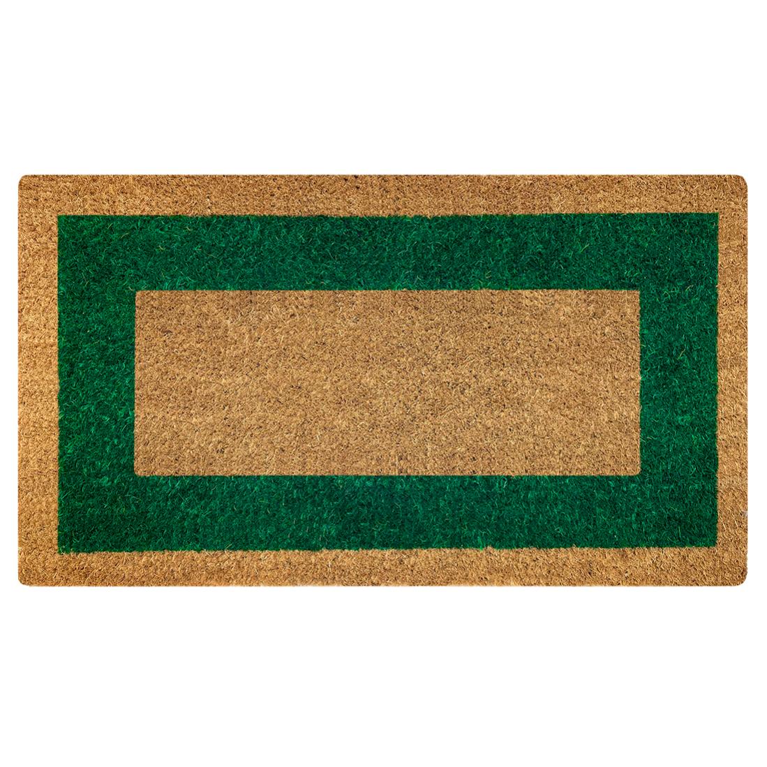 Acomoda textil - felpudo de coco natural ecológico con cenefa, resistente y antideslizante. felpudo ideal para interior y exterior. (60x100 cm, verde)