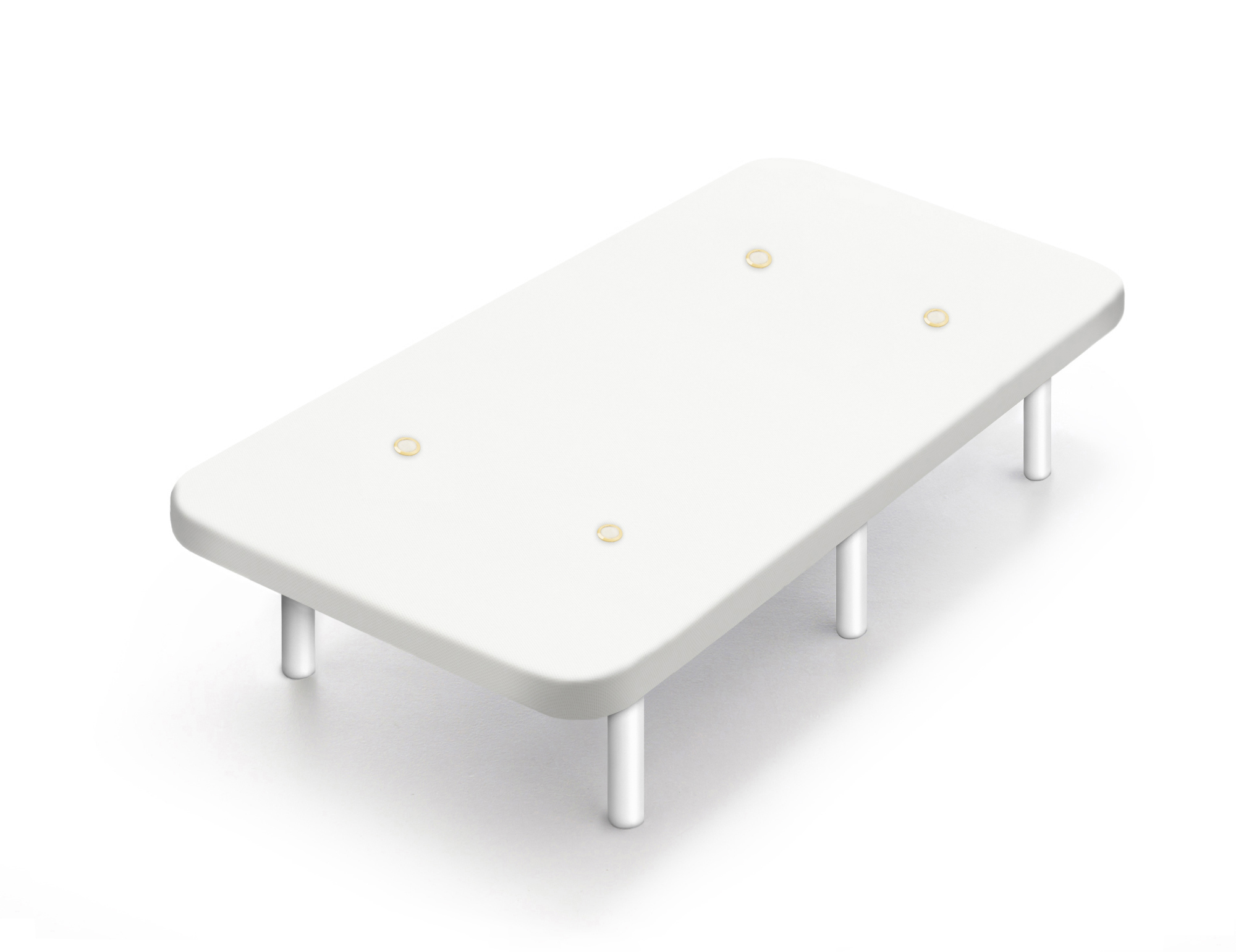 Base tapizada con patas de madera blanca y tejido 3d transpirable | color blanco | medidas 105x190 cm