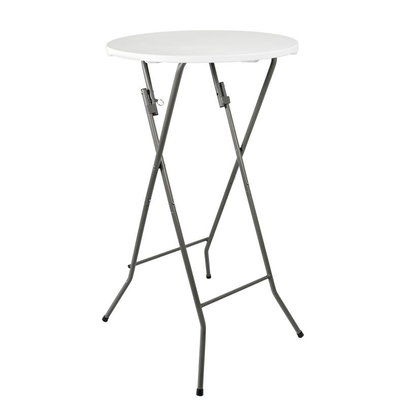 Table haute mange debout (60 × 60 × 110 cm) en aluminium gris