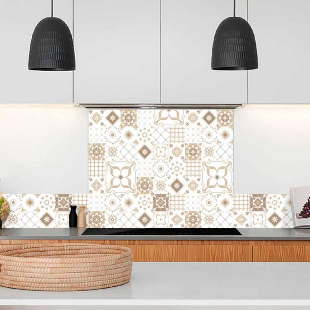 Crédence De Cuisine En Aluminium 60x40 Cm - Motif Couleur Beige - Protection Anti-éclaboussures, Facile à Nettoyer - 11