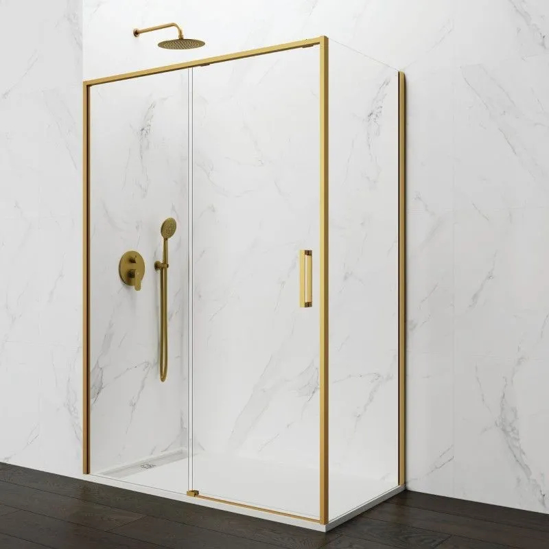 Mampara ducha angular fijo + corredera + lateral fijo twenty oro 170/80 cm