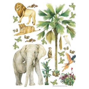 STICKERS ANIMAUX DE LA JUNGLE - PLANCHE 120 X 70 CM