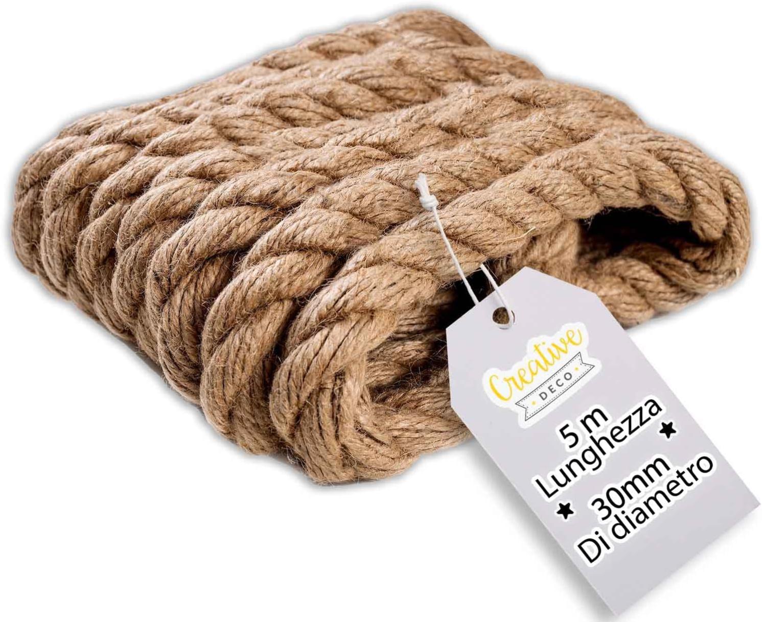 Corda di juta 24mm x lunghezza 15m in diversi spessori e lunghezze, prodotto naturale per fai da te e decorazione disponibile · 6-32 mm