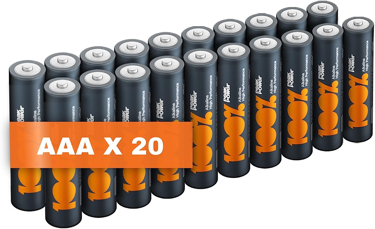 Piles AAA - Lot de 40, 100% PEAKPOWER, Batteries Alcalines AAA LR03 1,5v, Longue durée, haute performance, utilisation quotidienne