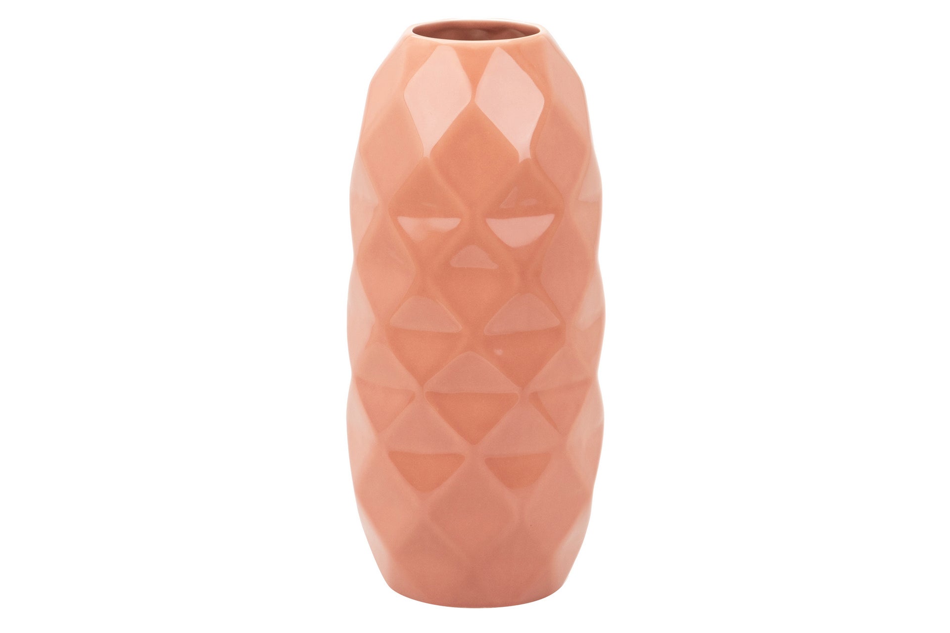Florero ceramica rosa brillo 17x17x37 cm