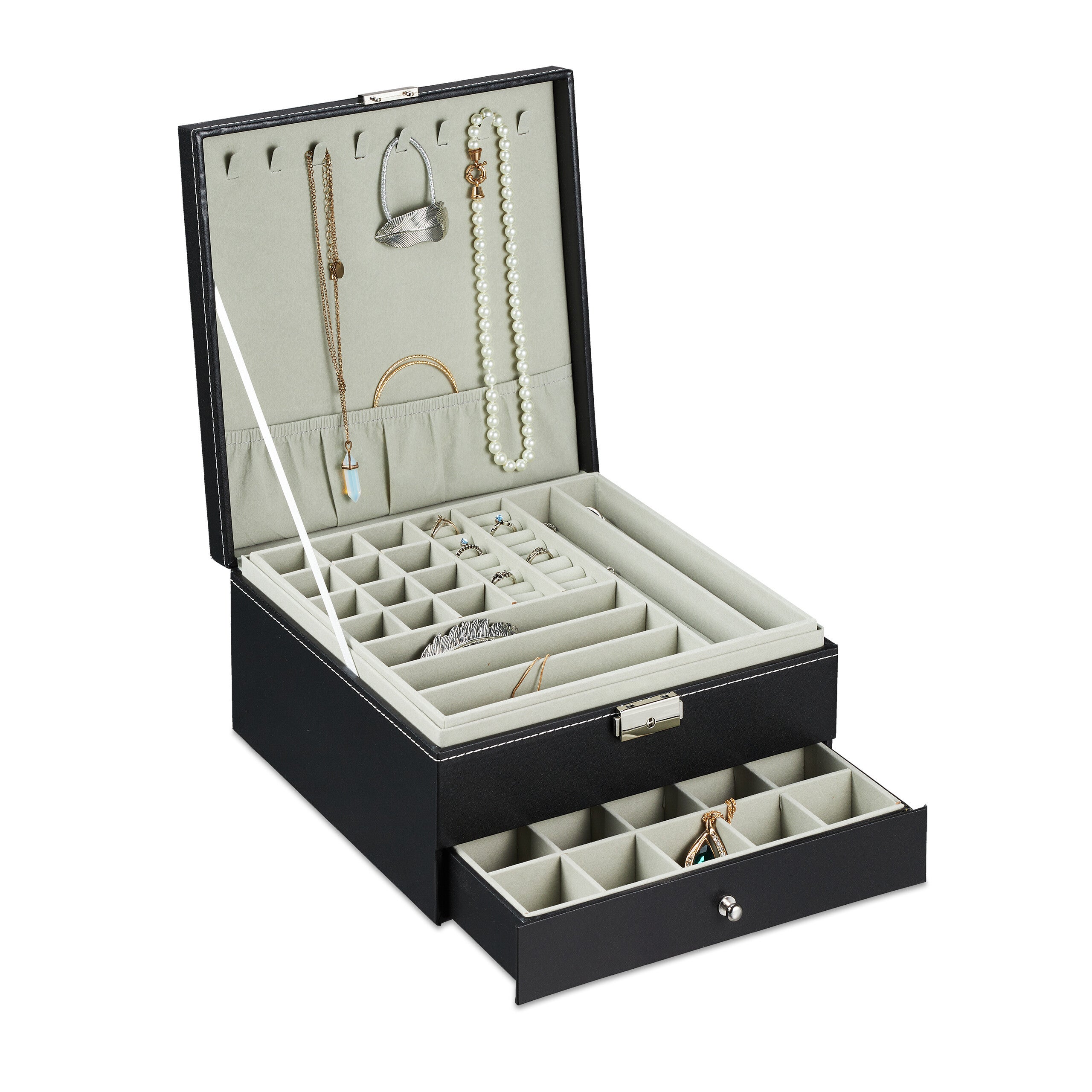 Scatola organizer per gioielli in similpelle con lucchetto all