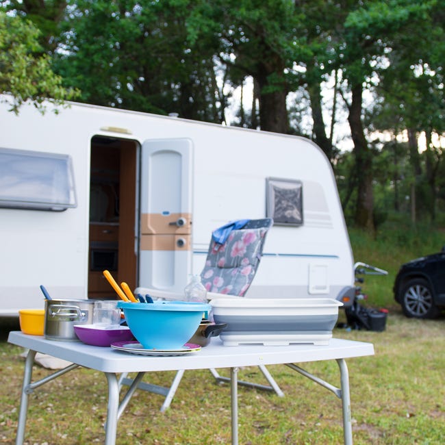 Seau rétractable multiusage 10L en silicone - Camping-car, caravane