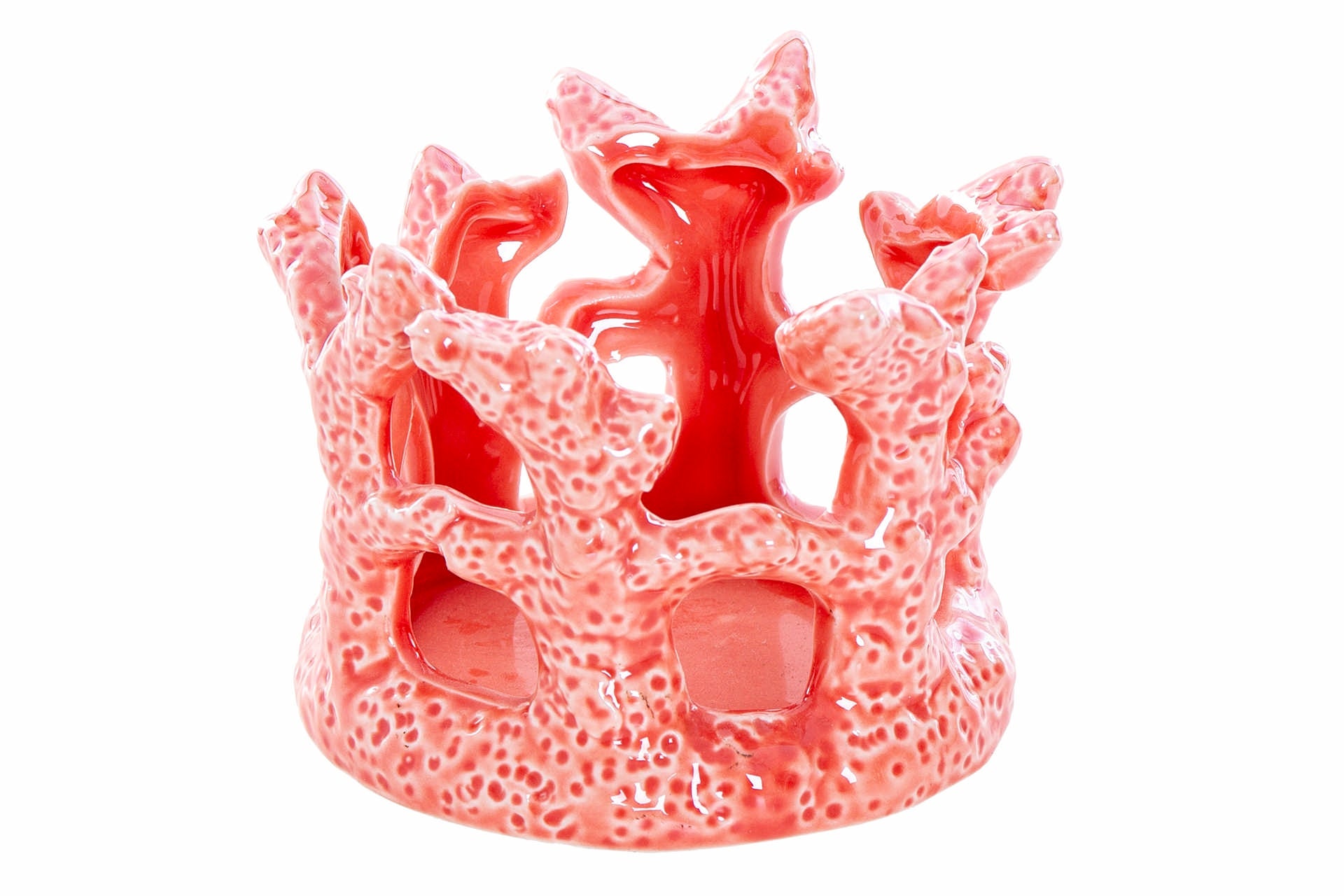 Portavela porcelana coral 11x10x8 cm