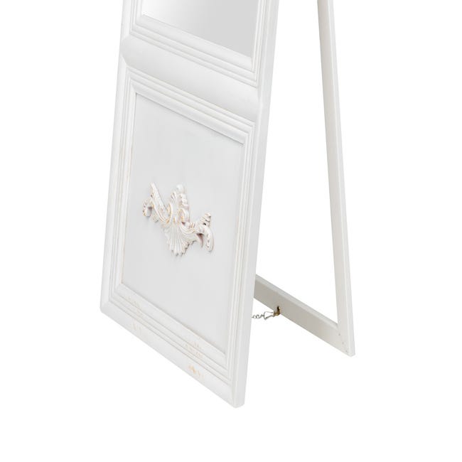 Espejo enmarcado rectangular Pie Joyero blanco 153 x 35 cm