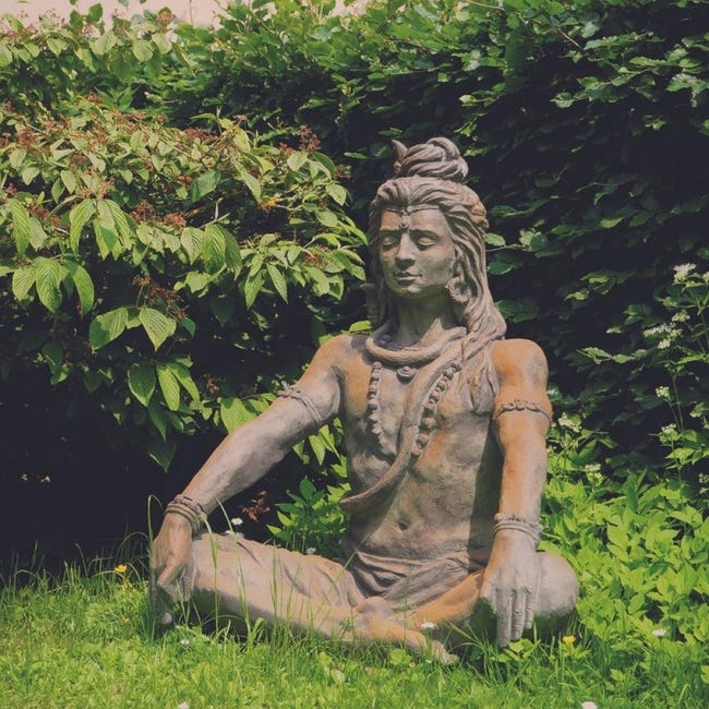 Statue jardin Shiva assis 90 cm - Gris 90 cm