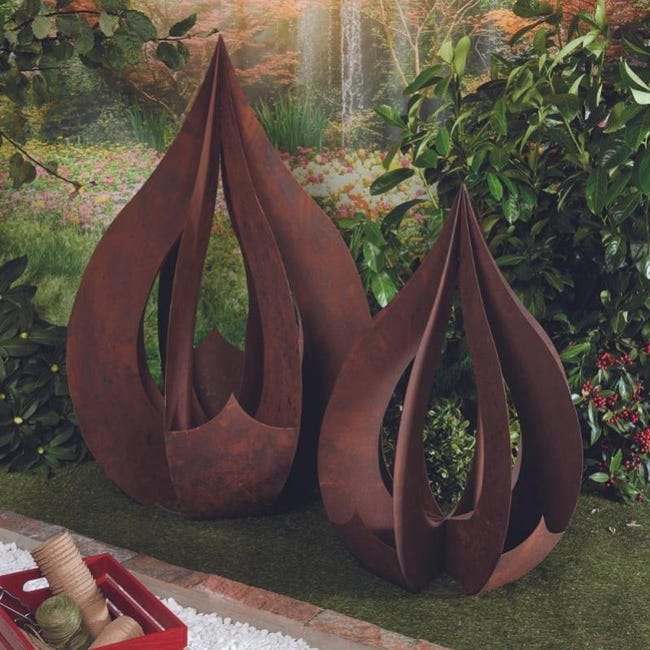 Ornement couronne en métal rouillé, sculpture planteur décoration de jardin  rust