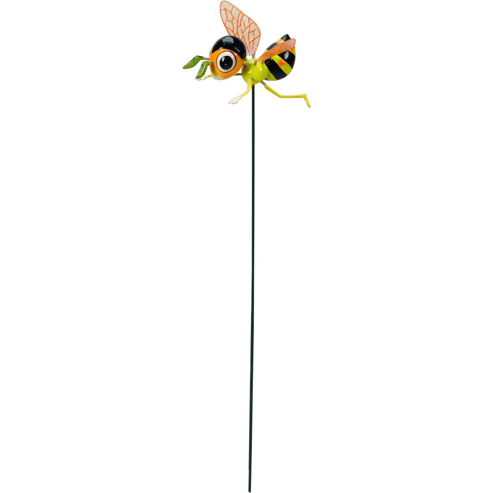 Abeille solaire extérieur décoration abeille figurines de jardin pour  extérieur métal, batterie noir jaune, 1x LED 0,06 watt, H 25 cm, jardin