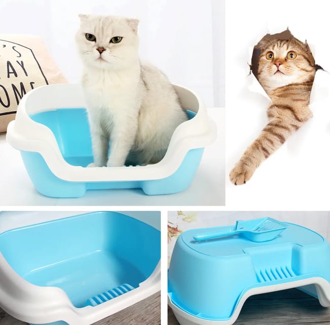 Arenero gato caja de arena gatito bandeja con pala inodoro aseo