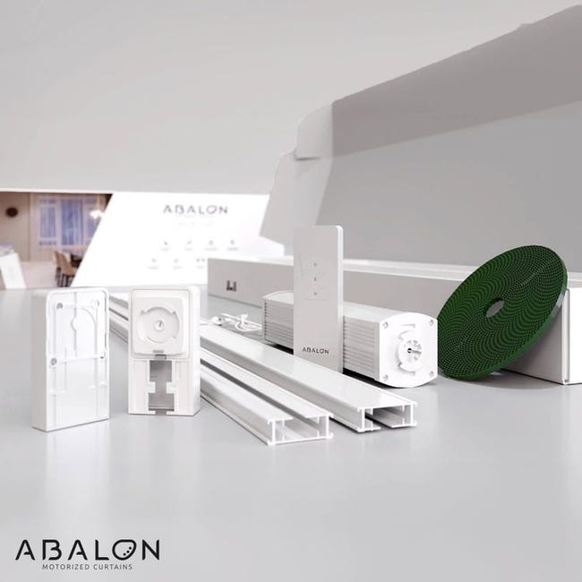 Abalon - Kit binario motorizzato per tende smart con telecomando, Lunghezza  3 metri, Colore grigio