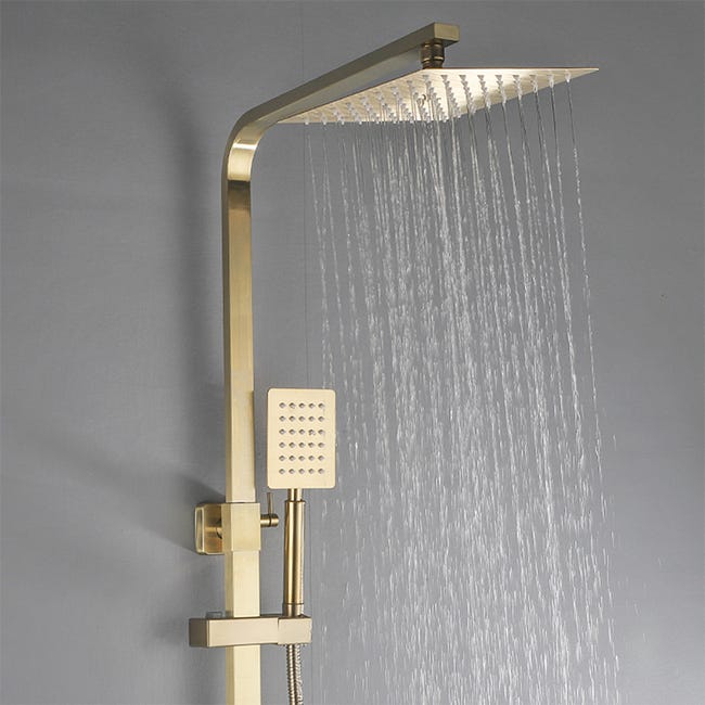 Columna de baño y ducha de pared, dorado, 3 funciones Denia