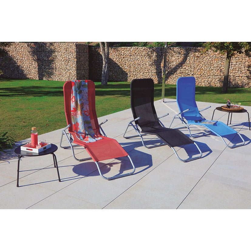 Tumbona plegable acero-textilene reclinable azul