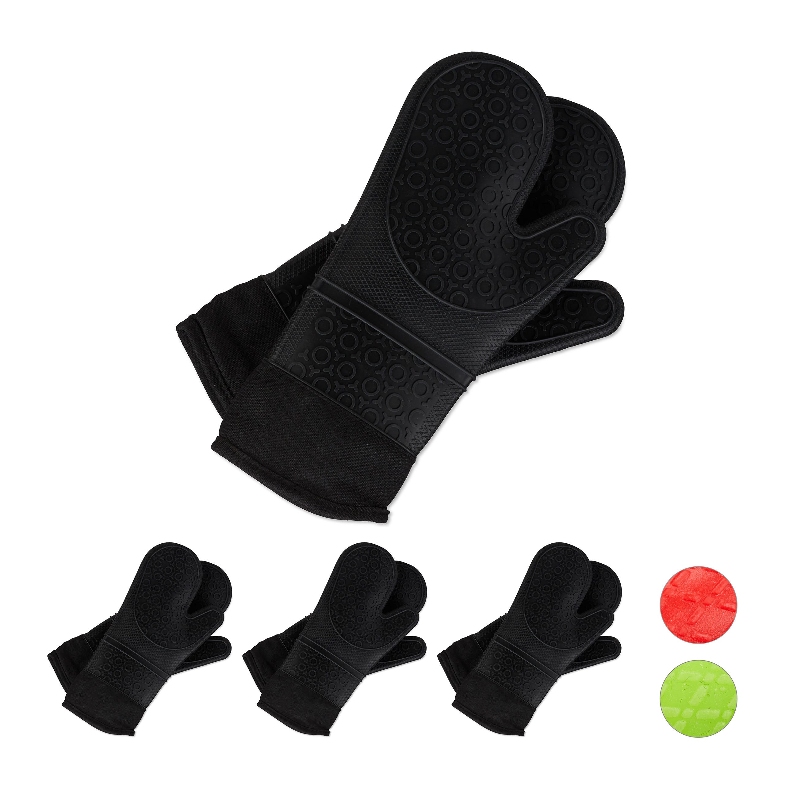 4x paires gants pour four silicone, thermorésistant, maniques de
