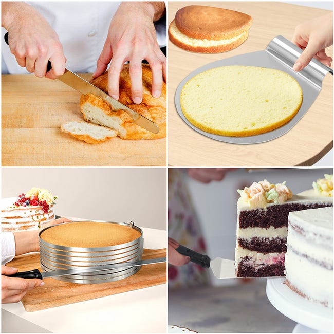 Aiuto per tagliare la base della torta, anello per torta di 23-30 cm di  diametro, per la cottura e la decorazione della cucina 4 pezzi