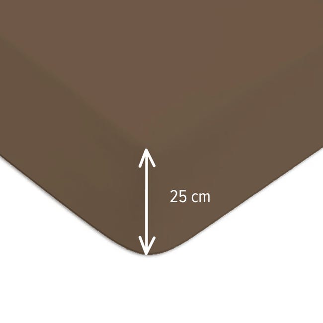 Drap-housse Coton Taupe Bonnet 25 - 140x190 cm, 100% coton
