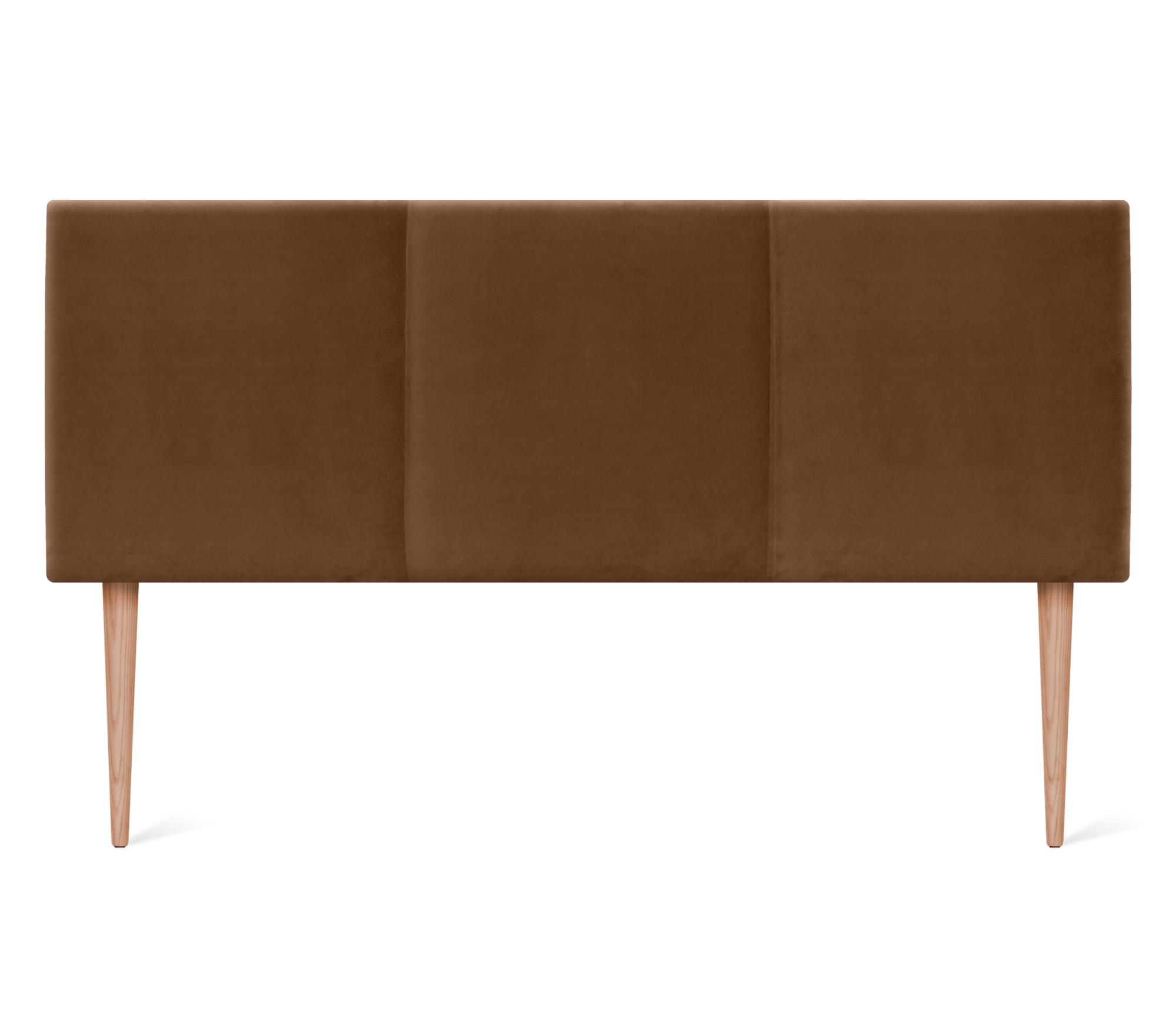 Dhome cabecero de terciopelo liso con tres paneles 145x105cm con patas camas 135/140 - marrón