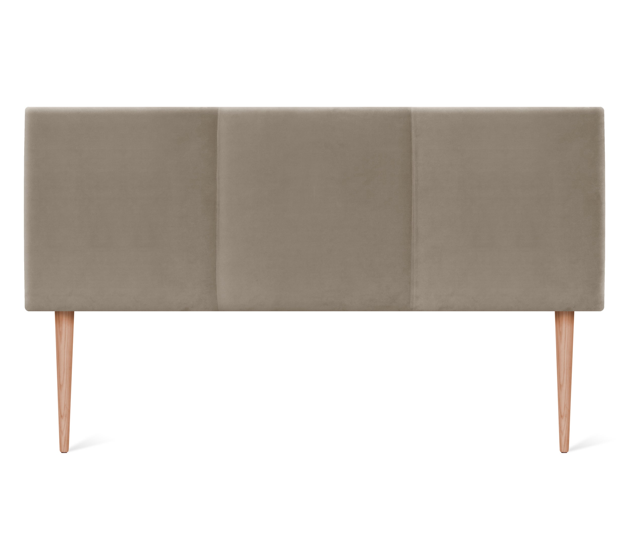 Dhome cabecero de terciopelo liso con tres paneles 145x105cm con patas camas 135/140 - beige