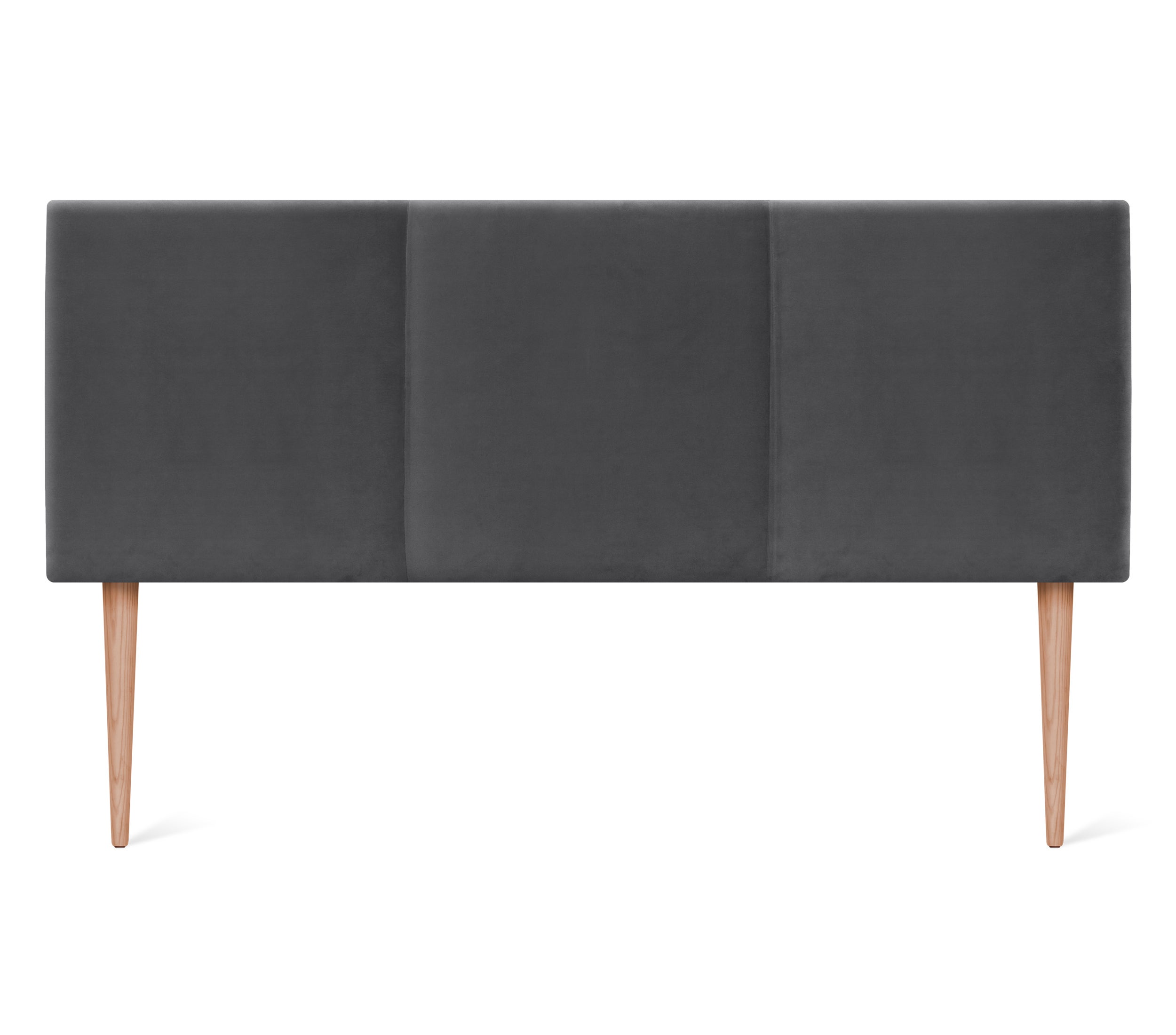 Dhome cabecero de terciopelo liso con tres paneles 145x105cm con patas camas 135/140 - gris oscuro