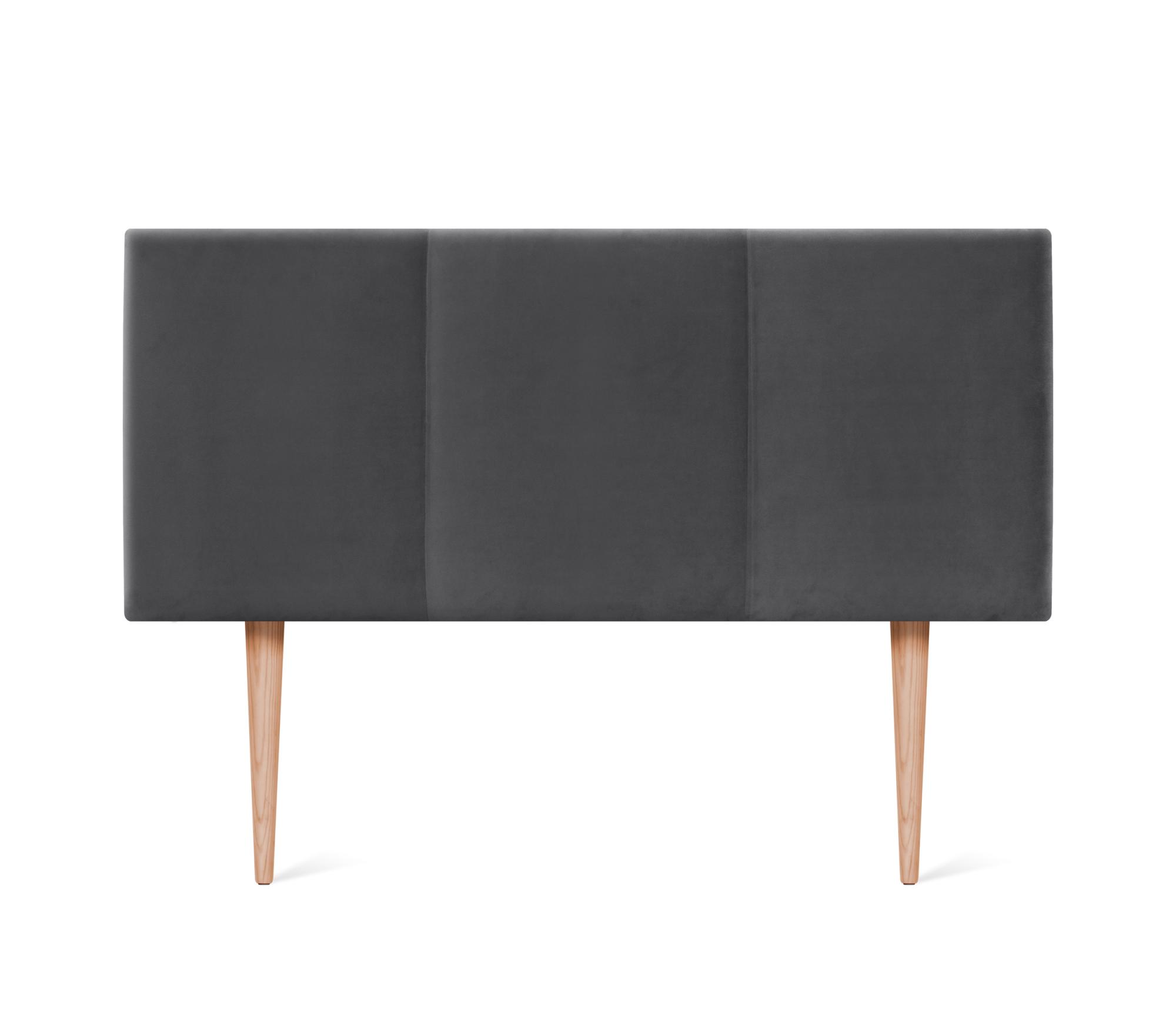 Dhome cabecero de terciopelo liso con tres paneles 95x105cm con patas camas 90 - gris oscuro