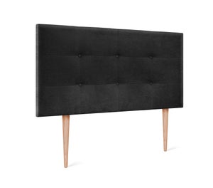 DHOME - Tête De Lit Capitonnée Arrondie - Tissu Aqualine Antidérapant - Gris Cendre 140cm - Avec Pieds