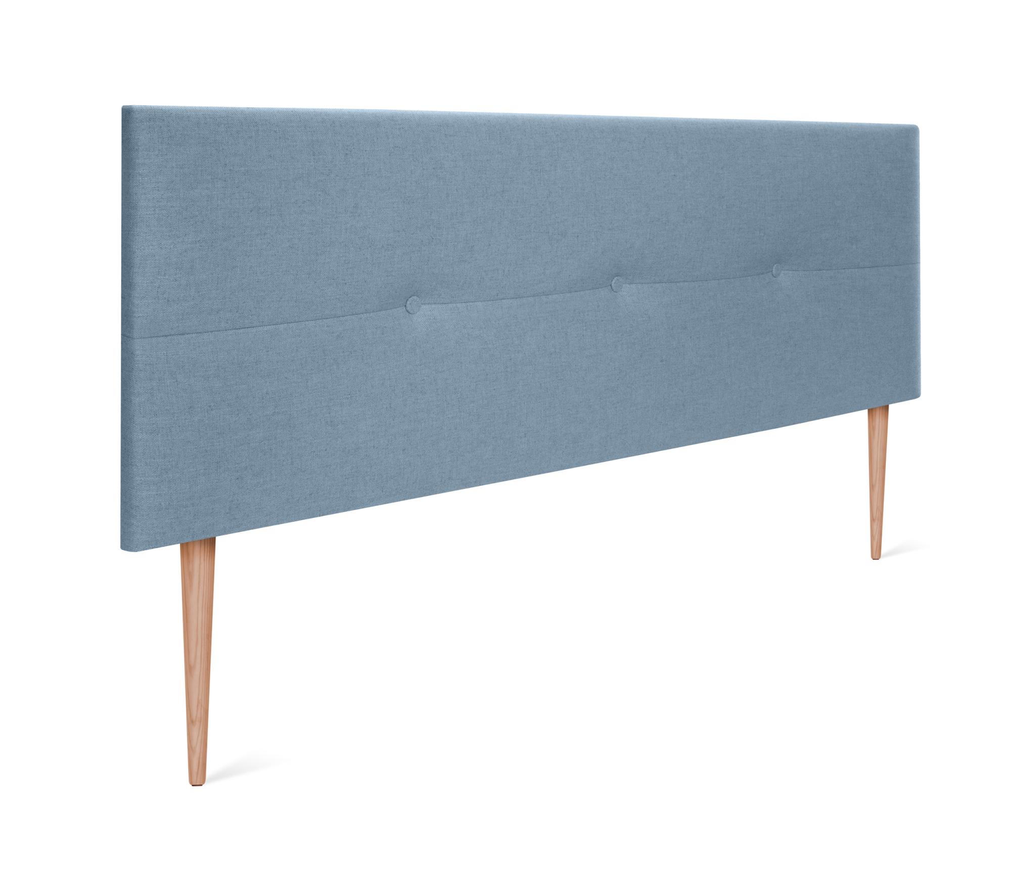 Dhome cabecero de lino natural con botones 135x105cm con patas camas 120/135 - azul
