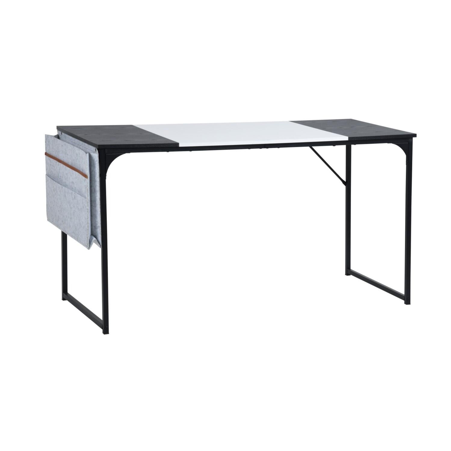 URBAN MEUBLE Bureau effet bois avec sac de rangement en feutre en blanc