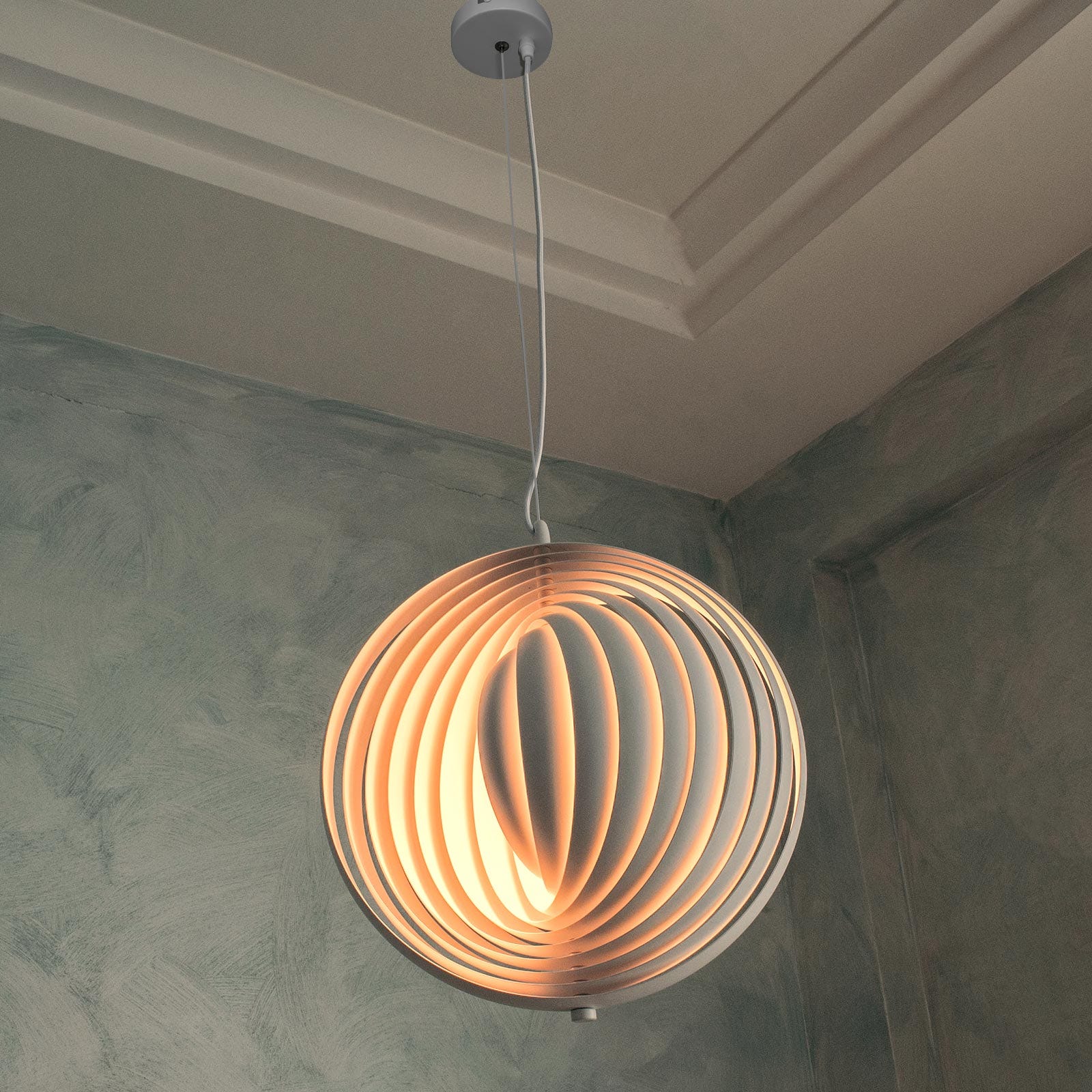 Elegante lampadario tridimensionale a cerchi design moderno bianco E27 LED  lampada regolabile sospensione pendente cucina ufficio soggiorno bar 230V