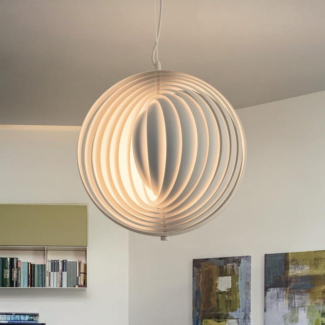 Élégant cercles tridimensionnels lustre design moderne blanc E27