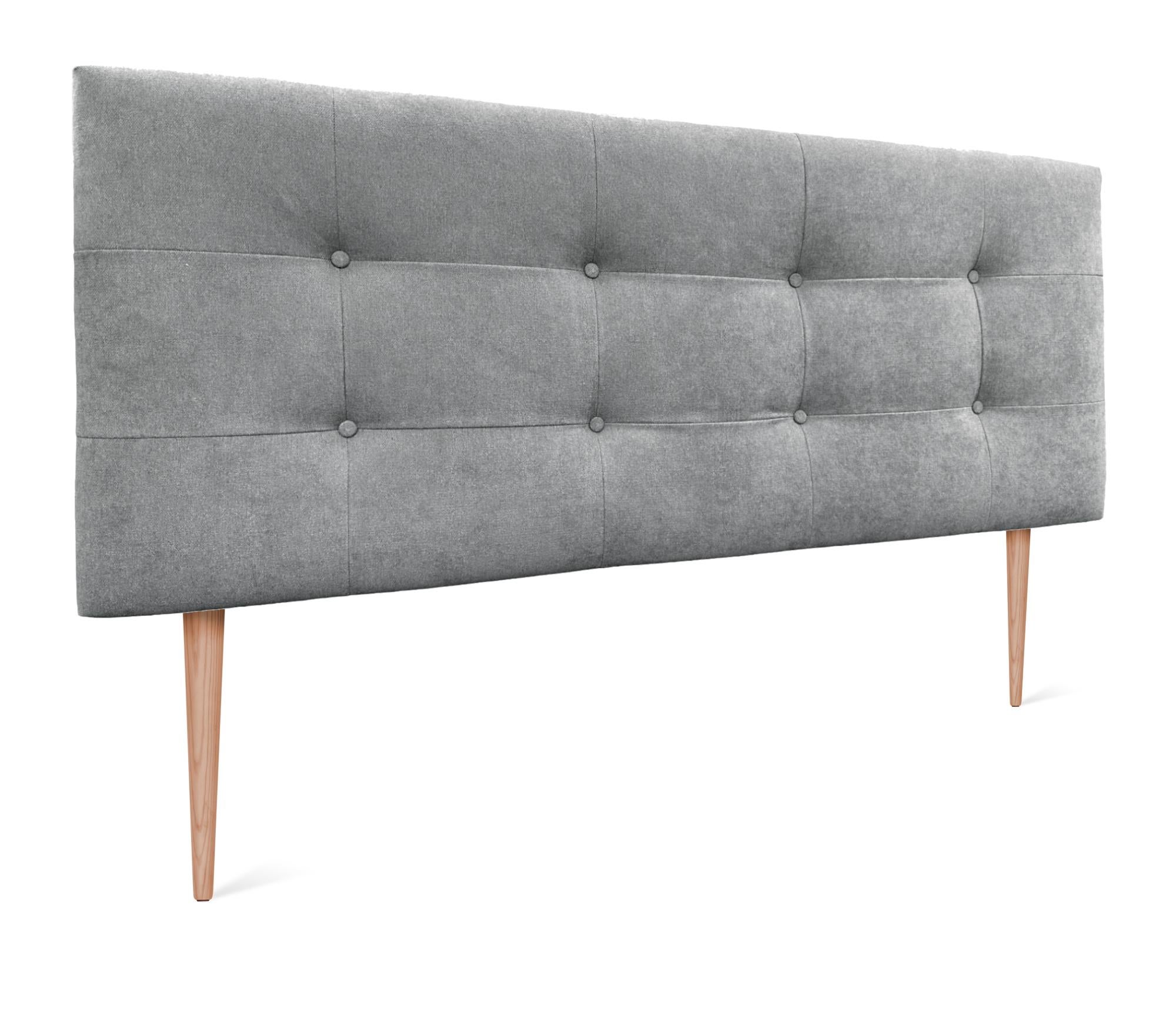 Tête De Lit Capitonnée Gris Cendre - Tissu Aqualine, 140 Cm, Avec Pieds - Design Arrondi Et Absorbant Acoustique