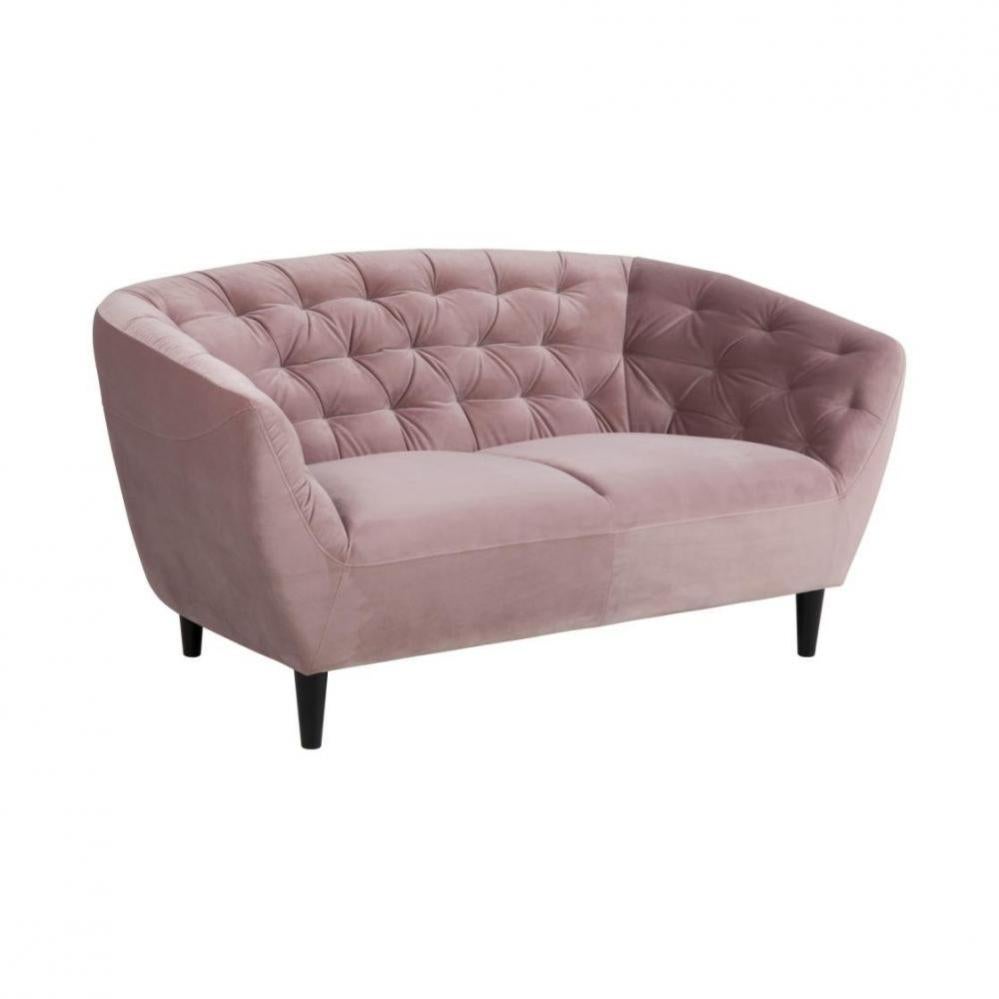 Banquette "Naova" - 2 places - velours - rose terracotta - Atmosphera créateur d'intérieur