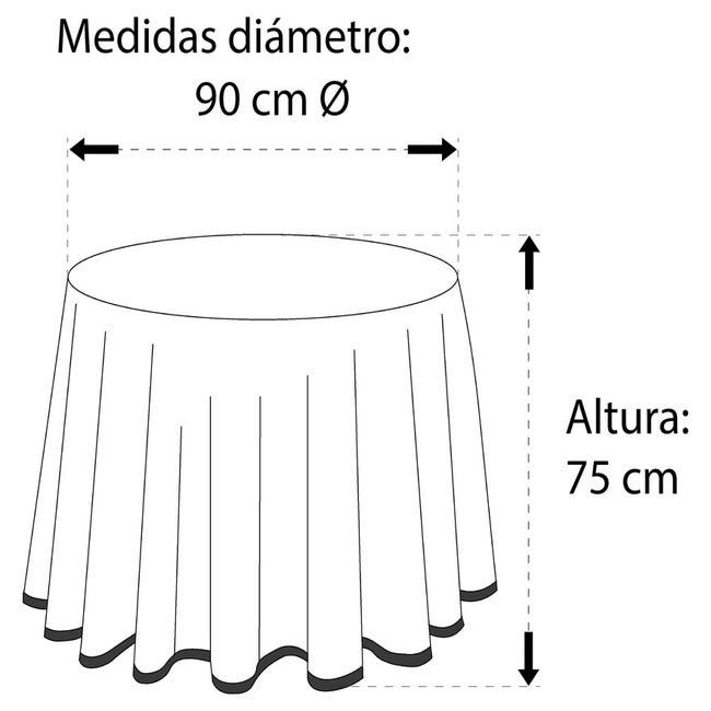 Mesa Camilla redonda de 90 (75 x 90 cm)