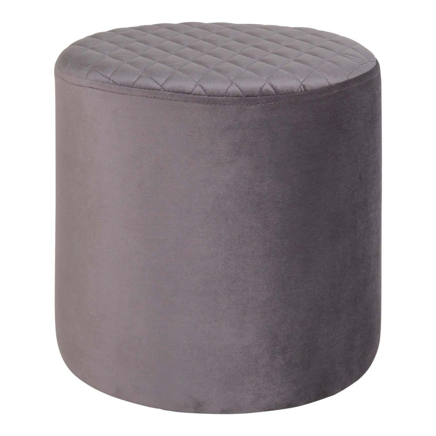 Pouf Sgabello Cilindrico In Velluto Con Base Dorata – Tata Home, 32x40 Cm, Portata 150 Kg, Design Moderno (Grigio)