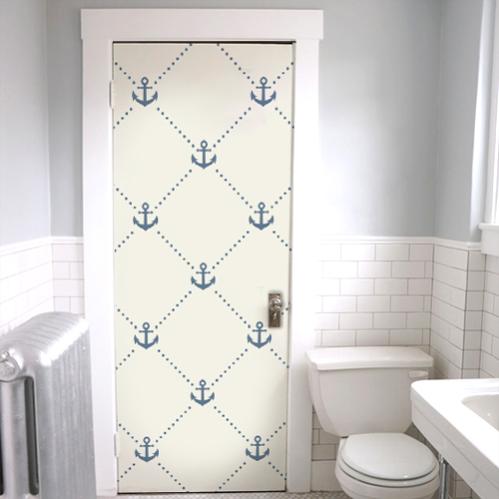 Pegatina de la puerta, pegatina decorativa pegatina anchors azules para puertas por wsh, 204 cm x 83 cm
