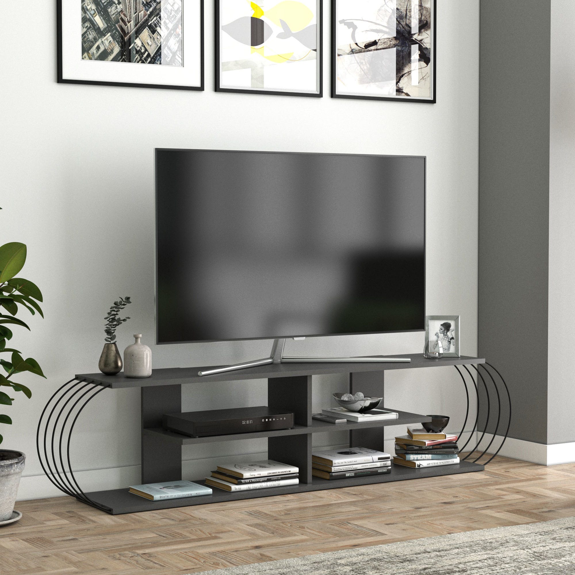 Mobile TV Consolle Basso Porta TV con Ripiani 180 x 31 x 42 cm