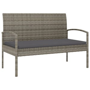 Banc de jardin meuble de patio d'extérieur terrasse avec coussins 176 cm  résine tressée gris