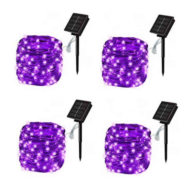 Paquete de 4 luces solares de Navidad y Halloween, 20 m, 200 LED, 8